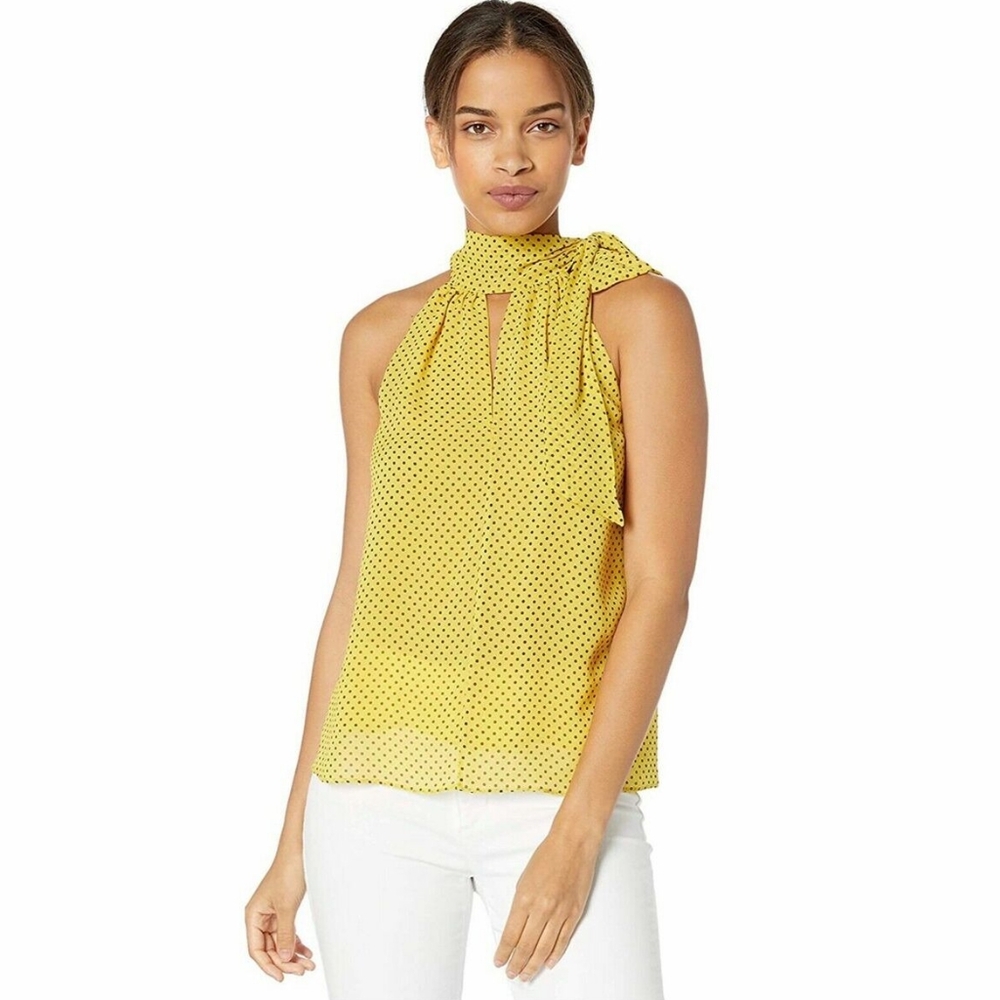 Joie - Dalman Polka Dot Print Silk Blouse Sulfur / Yellow - Size M